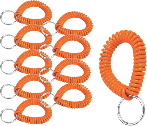 Vista 46 de Lucky Line - Resorte de muñeca en espiral de 2 pulgadas de diámetro con llavero de acero, multicolor, pulsera flexible para muñeca, se estira hasta