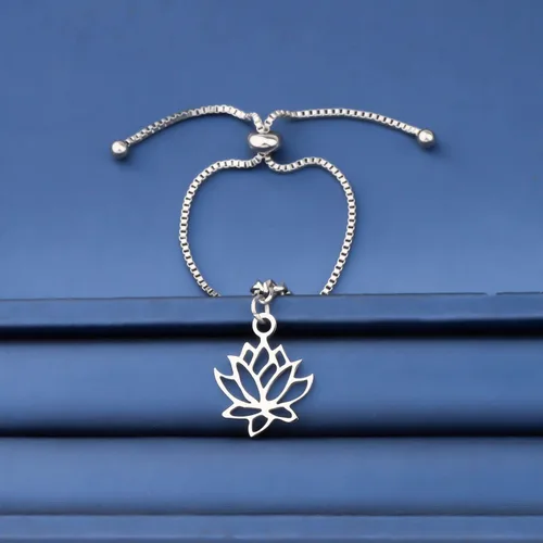 Vista 3 de MYOPSARK - Pulsera ajustable de flor de loto con diseño de flor de loto, joyería espiritual, regalo de meditación para amantes del yoga yogui