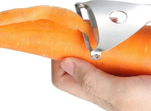 Vista 4 de To encounter Juego de pelador de verduras, pelador de acero inoxidable con cepillo de limpieza, juego de 4 utensilios de cocina ergonómicos ultra