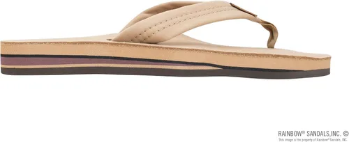 Vista 4 de Rainbow - Sandalias de cuero para hombre, doble capa con arco y banda ancha