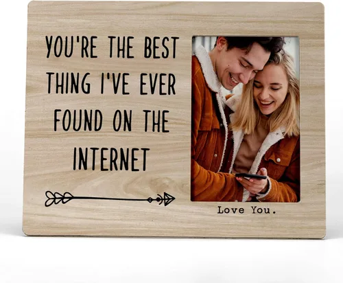 Vista 6 de FONDCANYON Marco de fotos con texto en inglés "You Are the Best Thing I've Ever Found on the Internet", marco de fotos para parejas, regalos