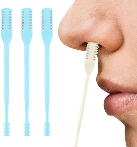 Vista 14 de AprYew Cortador de pelo nasal 2 en 1, recortador de vello nasal para hombres y mujeres, herramienta de extracción manual portátil de 360° con Beige