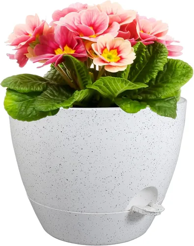Vista 10 de Meowell Macetas grandes de 12 pulgadas con riego automático para plantas de interior y exterior, macetas para flores con orificios de drenaje