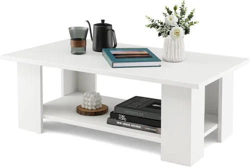 Vista 11 de GOFLAME Mesa auxiliar con almacenamiento, mesa central moderna para espacios pequeños, mesas de té decorativas para sala de estar, sala de Negro