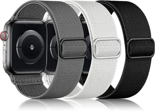 Vista 21 de DaQin Paquete de 3 bandas elásticas Solo Loop compatibles con Apple Watch para hombres de 49 mm, 46 mm, 45 mm, 44 mm, 42 mm, correa elástica