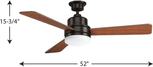 Vista 13 de Progress Lighting Trevina Collection - Ventilador LED de 52 pulgadas con 3 aspas, bronce