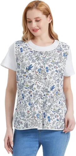 Vista 3 de Nanxson Delantal de mujer con bolsillos de parche, babero estampado de algodón, smock con botones para trabajo, cocina y chef CF3177
