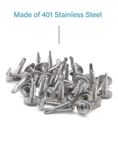 Vista 4 de Tornillos autorroscantes #8 x 1/2 pulgada para tornillos de metal de cabeza de armadura grande, 50 tornillos de madera a metal de acero inoxidable