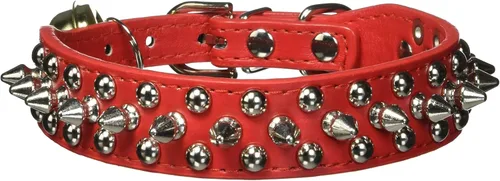 Vista 42 de Collar ajustable de piel sintética con remaches de clavos para gatos, cachorros y perros.