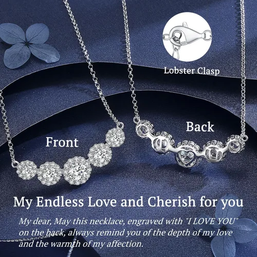 Vista 3 de Smile Pendant Necklace for Women Moissanite Lab-Created Gem Jewelry for Women I Love You Wedding Anniversary Birthday Christmas Valentine
