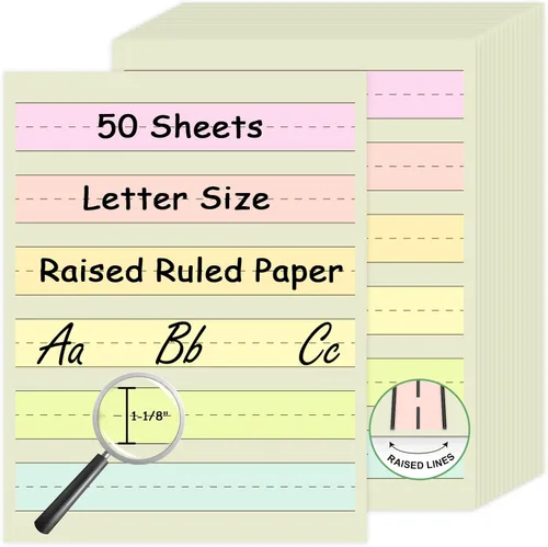Vista 9 de 50 hojas de papel de escritura a mano de 0.5 pulgadas de ancho de línea
