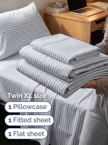 Vista 635 de Extra Deep Twin XL Sheet Set - 3 Piece College Dorm Room - White 01-Blanco