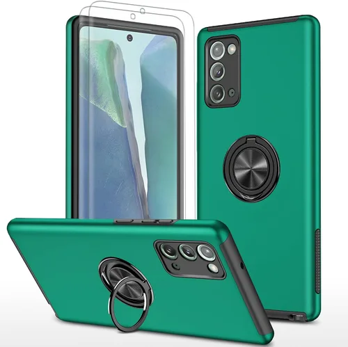 Vista 13 de Funda para Galaxy Note 20, con protector de pantalla de TPU flexible autorreparable [2 unidades] y cubierta de cámara deslizante, anillo de rotación