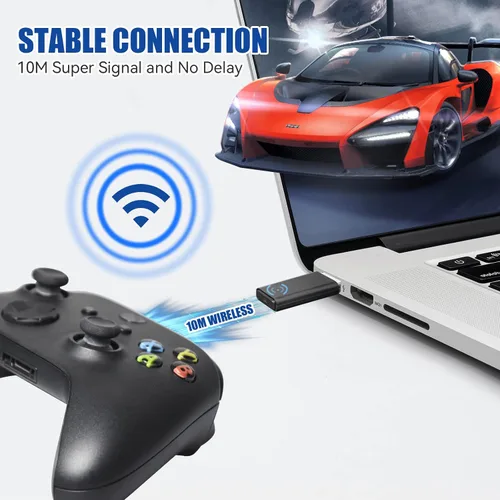 Vista 5 de Adaptador inalámbrico Xbox para PC y controlador, compatible con Xbox One, One XS, Elite, Series XS