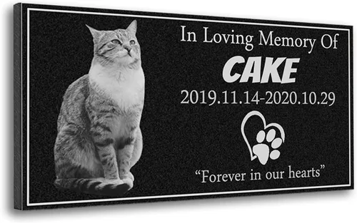 Vista 9 de Marcador personalizado para tumbas para mascotas con foto, piedra conmemorativa de gatos, lápida de granito negro personalizada grabada con láser