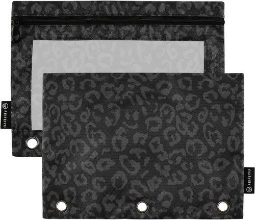 Vista 46 de Estuche de béisbol blanco para lápices de 3 anillas, paquete de 2 carpetas para lápices, estuche transparente con cremallera, bolsa de cosméticos