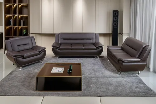 Vista 12 de A Ainehome Moderno juego de muebles de sala de estar de piel sintética, sofá modular de 6 asientos con sofá biplaza y silla (negro)