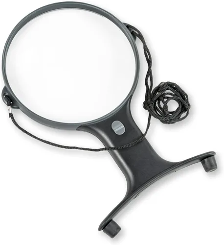 Vista 2 de Carson MagniShine - Lupa de manos libres con iluminación LED óptica, 2 unidades, color negro Dual LED Hands-Free Lighted Magnifying Glass - for