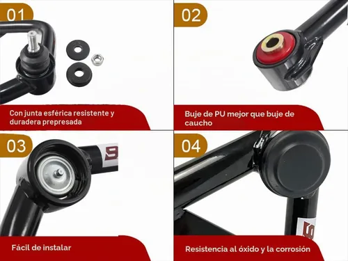 Vista 3 de 2 piezas de brazos de control superiores delanteros de suspensión, kits de elevación nivelada de 2-4" compatibles con 4Runner 1996-2002