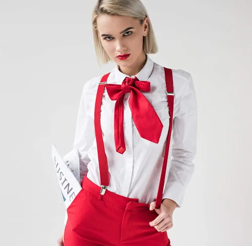 Vista 7 de trilece Pajarita y tirantes para hombres y mujeres, accesorios de traje de boda, juego de corbatines y clips fuertes, regalos de Navidad para hombres