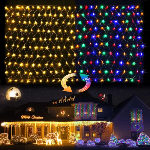Vista 19 de JMEXSUSS 360 Luces LED de Red de Navidad para Exteriores Luces de Malla, Luz de Arbusto Conectable para Decoraciones de Árbol de Navidad Jardín