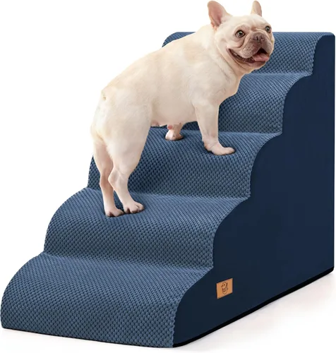 Vista 17 de Dog Steps for Bed and Couch, Pet Stairs for Small Dogs and Cats, Khaki Caqui