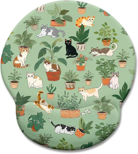 Vista 21 de LIMKRIAN Alfombrilla ergonómica para mouse con reposamuñecas de gel, decoración de escritorio de hongos