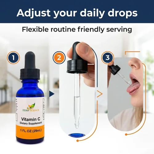 Vista 5 de Vitamina C líquida: ácido ascórbico prensado en frío, de alta absorción, vegano, sin alcohol, gotas de vitamina C sublinguales, sin sabores