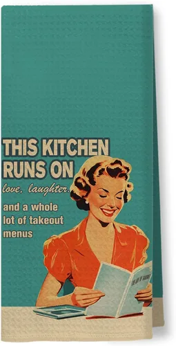 Vista 8 de Toallas de Cocina Divertidas "I'm Fine", Toallas Decorativas de Cocina y Té Estilo Ama de Casa Retro de los 50s, Toallas de Mano de Humor Sarcástico