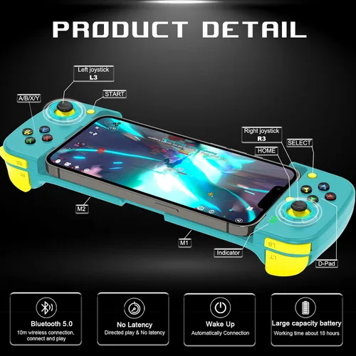 Vista 8 de arVin Bluetooth Controller for iPhoneiPadMacBookiOSAndroidSamsungTabletPC Wireless Gamepad Joystick with Back Button, Analog Triggers, Stretchable