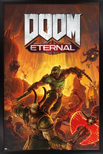 Vista 9 de Trends International Doom Eternal - Póster de pared Marauder, 22.4 pulgadas de largo x 14.7 pulgadas, versión enmarcada en madera de granero
