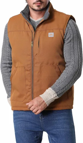 Vista 6 de MOERDENG Chaleco de cuello alto falso con forro polar lavado de pato lavado para hombre