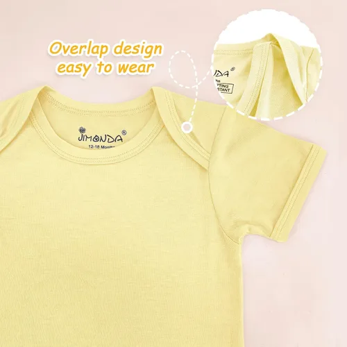 Vista 44 de Jimonda Body de rayón de bambú de manga corta para bebés, niños y niñas, trajes suaves para recién nacidos