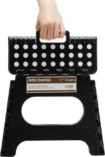 Vista 2 de Taburete plegable – 11 pulgadas de altura – El taburete ligero es lo suficientemente resistente como para soportar adultos y lo suficientemente