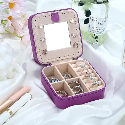 Vista 7 de Parima Joyero de viaje para niñas y mujeres, caja organizadora de joyas, cajas de joyería personalizadas para mujeres y niñas, caja organizadora