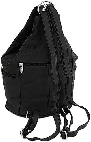 Vista 7 de Mochila convertible de cuero para mujer, 7 bolsillos, tamaño mediano, bolsa de hombro