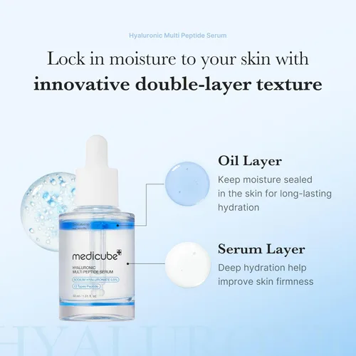 Vista 5 de medicube Suero de Péptidos Múltiples Hialurónicos PDRN para un Rostro Luminoso y Calmante Suero Facial Radiante Hidratante y Ligero para Todo Tipo