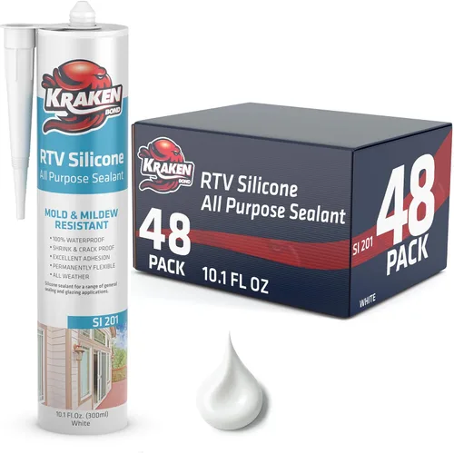 Vista 13 de Kraken Bond Sellador de silicona negro resistente al agua Cartucho de 100 a 10 onzas líquidas, RTV silicona para calafatear cocina y baño, todo uso