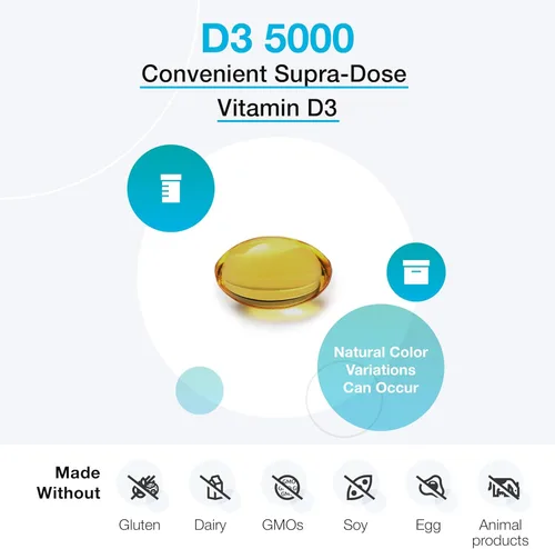 Vista 4 de XYMOGEN D3 5000 - Vitamina D3 biodisponible 5000 UI (125 mcg) - Suplemento de vitamina D de alta resistencia para el apoyo inmunológico