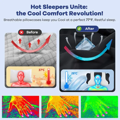 Vista 5 de Almohada cervical para el cuello para aliviar el dolor, almohada cervical con almohadas ergonómicas de espuma viscoelástica con doble altura