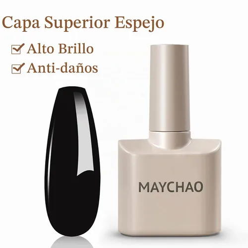 Vista 3 de MAYCHAO Juego de 2 esmaltes de uñas de gel de 0.5 onzas líquidas, base transparente y capa superior brillante que no se limpia, lámpara de uñas LED