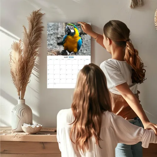 Vista 95 de Calendario de grises africanos 2025 2026 – Planificador mensual de pared de aves africanas – 12 x 18 pulgadas (abierto), calendario de pared