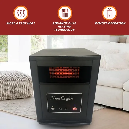 Vista 5 de Calentador infrarrojo Home Comfort 1500: calentador de espacio de eficiencia energética con termostato y control remoto, calentador portátil