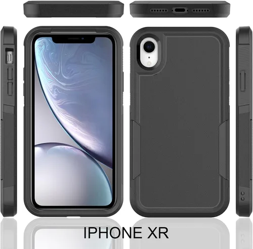 Vista 7 de Funda para iPhone XR: funda protectora de doble capa resistente para teléfono celular, a prueba de golpes, resistente, con protector de pantalla