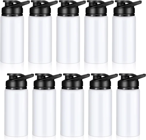Vista 8 de Mimorou 10 Piezas botellas de agua reutilizables de aluminio de 13.5 onzas, a granel, multicolor, para deportes al aire libre, viajes, gimnasio Negro