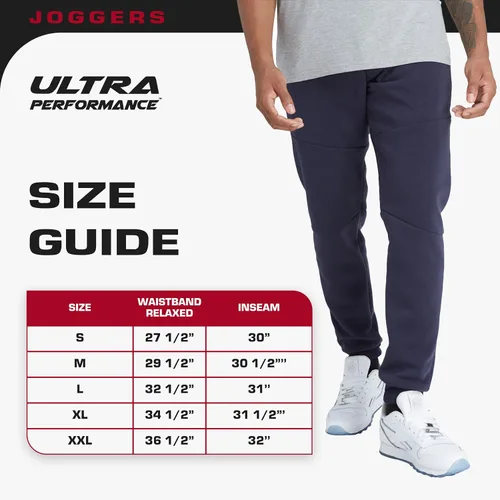 Vista 6 de Ultra Performance 3 Pack Fleece Active Tech Joggers for Men, Mens Sweatpants with Zipper Pockets