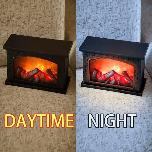 Vista 4 de YAKii Linterna rectangular para chimenea, 6 luces LED superbrillantes, temporizador de 6 horas, funciona con pilas, decoración colgante