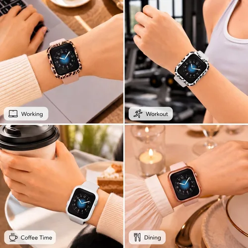 Vista 5 de Sieral 24 piezas protector de pantalla de reloj inteligente, funda parachoques de reloj, carcasa rígida de PC con cubierta protectora de pantalla