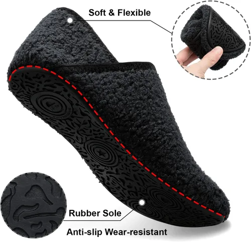 Vista 4 de Fires Pantuflas para hombre y mujer con suela de goma, suaves y ligeras, para usar en casa, antideslizantes, para interiores y exteriores