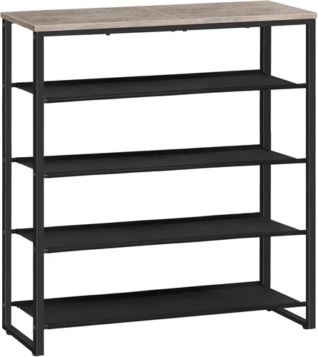 Vista 11 de HOOBRO - Zapatero de 4 niveles, organizador de almacenamiento de zapatos con 3 estantes de tela Oxford y panel superior, para 12-16 pares de zapatos
